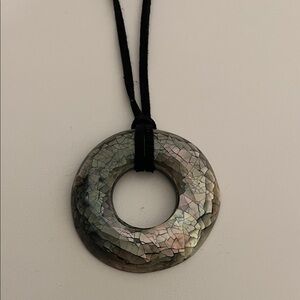 Lia Sophia Mosaic Round Shell Pendant Necklace